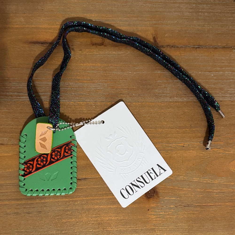 Consuela Green and Black Luggage Tag